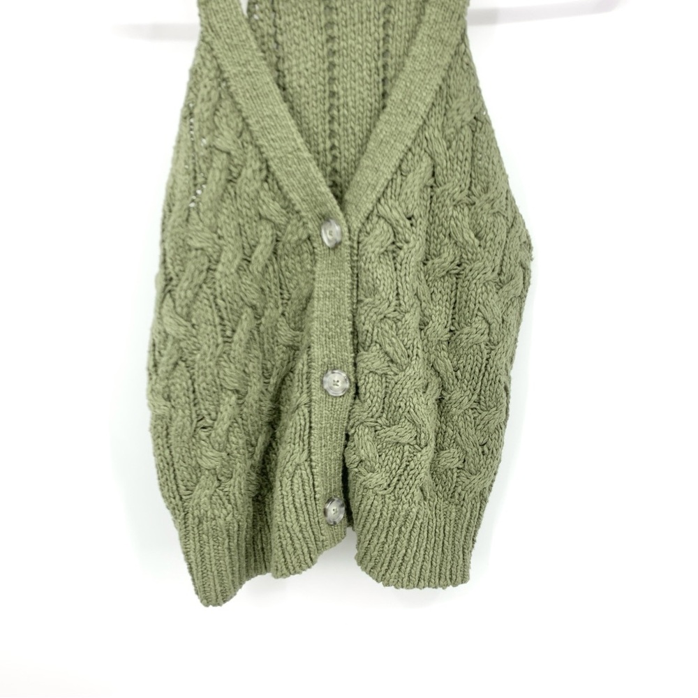 Anthropologie Green Knit Button-Down Top - Picture 4 of 11